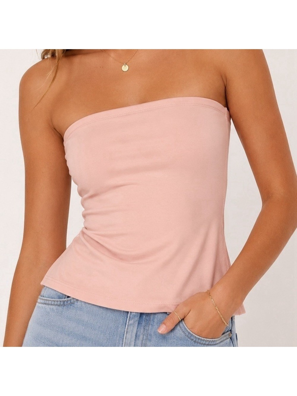 NWT Frankie & Skylar Blush Pink Strapless Tube Top XS Stretch Fitted Bandeau Top